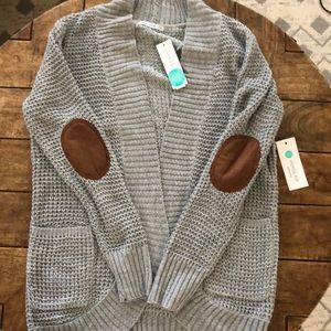 NWT Pink Clover Elbow Patch Cardigan